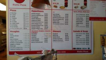 Rialto Pizza menu