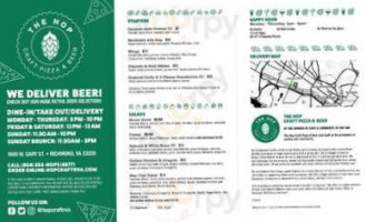 The Hop Craft Pizza Beer menu