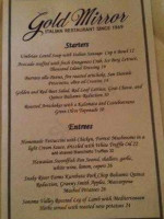 Gold Mirror Italian menu