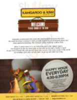 Kangaroo Kiwi Pub menu