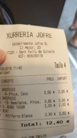 Jofre Xurreria menu