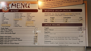 Bagel Factory menu