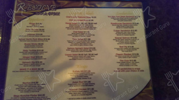 Resolve Bar Grill menu