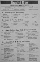 Sushi Palace menu