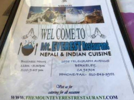 Mt. Everest menu