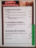 Restaurante-bar La Casa De Mi Abuelita menu