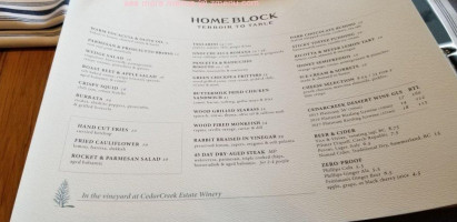 Vineyard Terrace Restaurant at CedarCreek Estate Winery menu