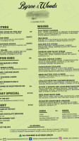 Byrne Woods Bar Restaurant menu