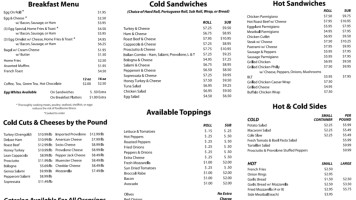 Mike's Italian Deli Grill menu