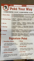 Hula Poke menu