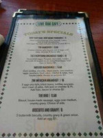 Live Oak Cafe menu