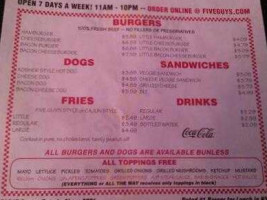 Five Guys menu