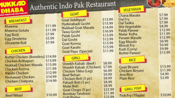 Nukkad Dhaba menu