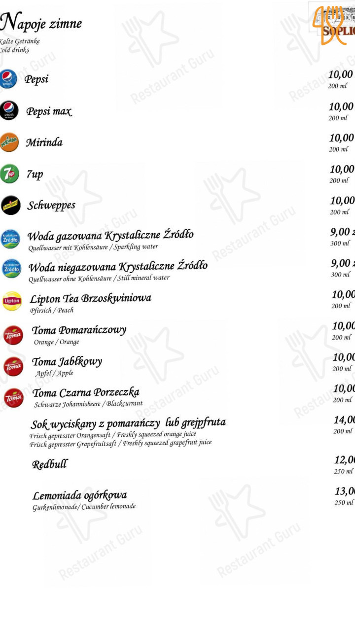 Gościniec Soplica Menu