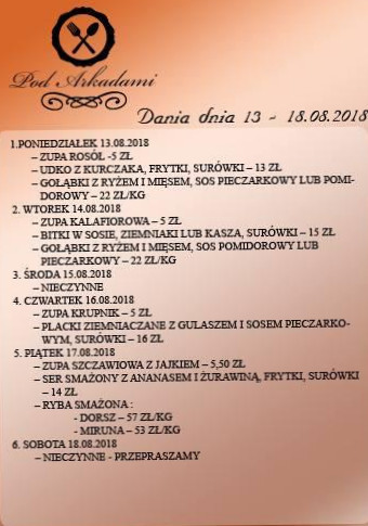 Pod Sloncem Sc Restauracja Magdalena Kowalczyk Menu