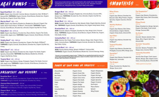 Vitality Bowls menu