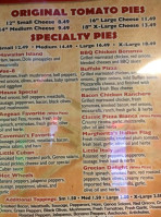 Tomato Joes Pizzeria menu