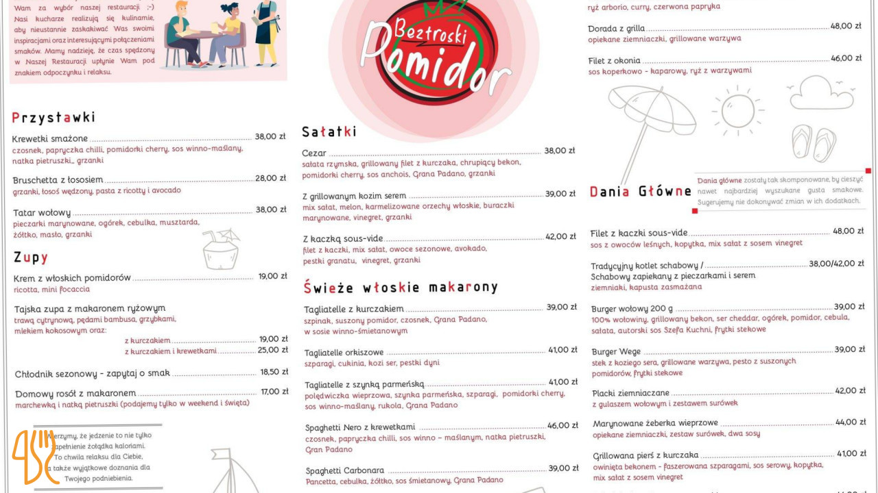 Beztroski Pomidor Włoski Menu