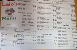 Lalo's Mexican Food menu