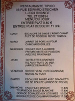 Café Tipico menu