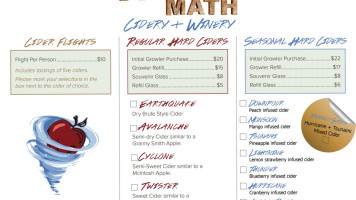 Aftermath Cidery Winery menu