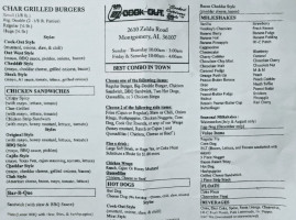 Cook Out menu