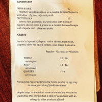 Barley Vine Tavern menu