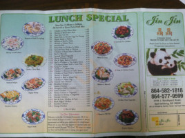 Jin Jin menu