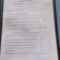 Bridge Creek Cafe menu