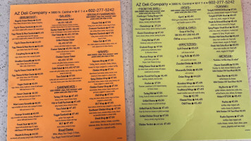 AZ Deli Company menu