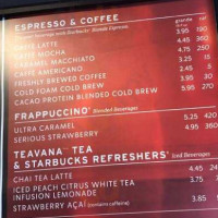 Starbucks menu