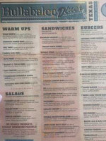 Hullabaloo Diner menu