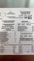 Jimmy D's Real Pitt -b-que menu