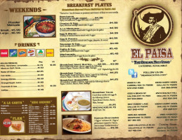 El Paisa Cocina Mexicana menu