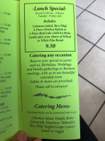 Nazelie's Lebanese Cafe menu