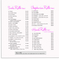 Sushi Cruise menu