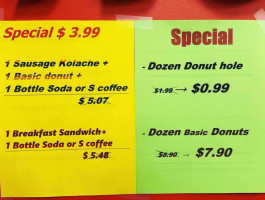 Texas Donuts menu