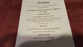 Restaurant Quelle menu