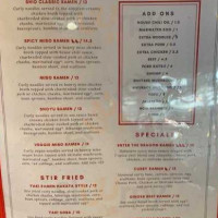 Tampopo Ramen menu