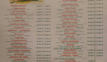 Pizzashop menu