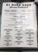 El Ocho Loco menu