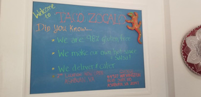 Taco Zocalo menu