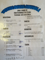 Taqueria La Antigua Guatemala menu