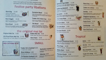 Trader Vic's menu