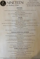 Nineteen At Awbrey Glen menu