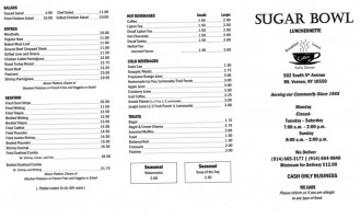 Sugar Bowl menu