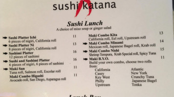 Sushi Katana menu