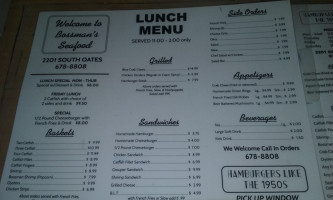 Bossmans Seafood menu