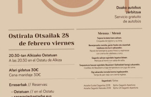 Aho Alkizako Herri Ostatua menu