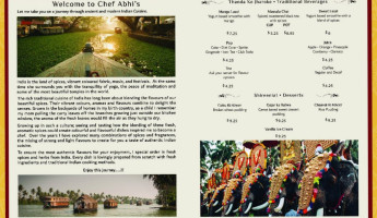 Chef Abhi's Classic Indian Cuisine menu